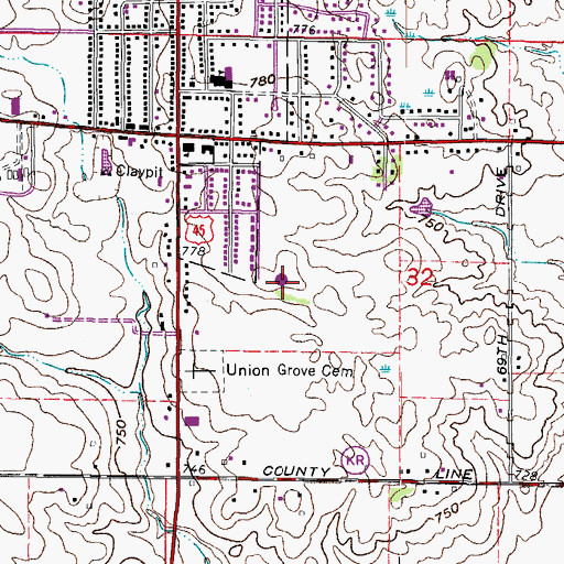 Topographic Map of Union Grove Middle School, WI