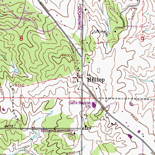 Topographic Map of Hilltop, CO