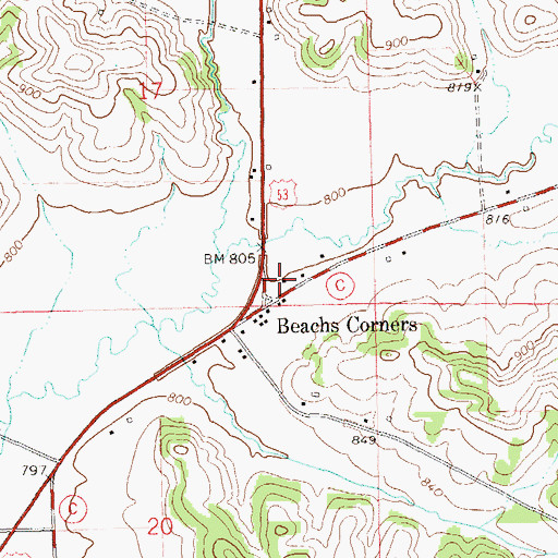 Topographic Map of Beach School (historical), WI