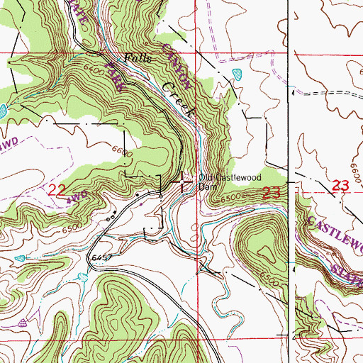Topographic Map of Old Castlewood Dam (historical), CO