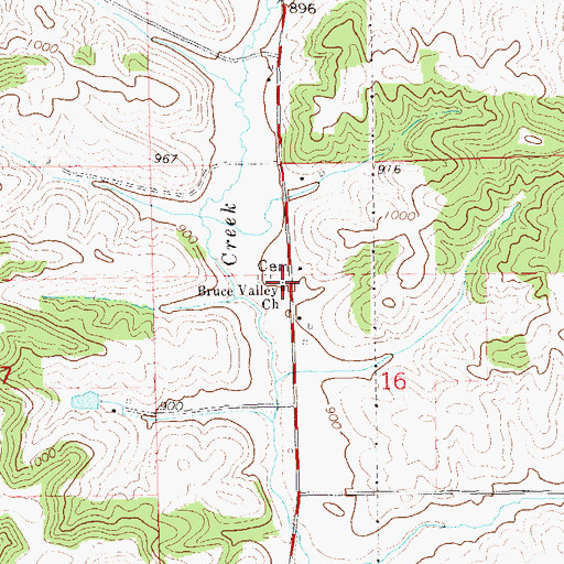 Topographic Map of Bruce Valley School (historical), WI