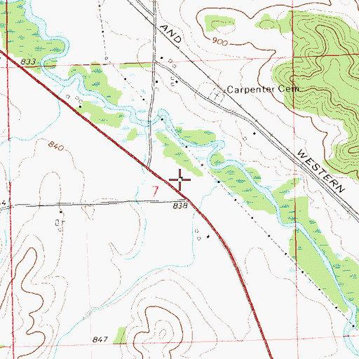 Topographic Map of Carpenter School (historical), WI