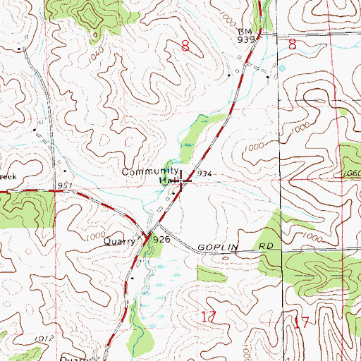 Topographic Map of Caswell School (historical), WI
