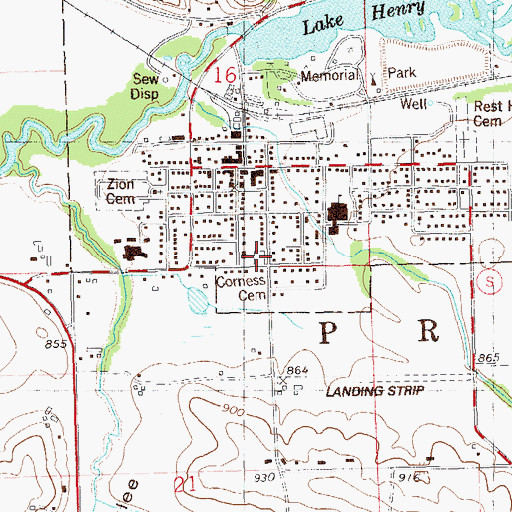 Topographic Map of Corness Cemetery, WI