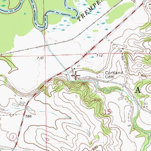 Topographic Map of Cortland School (historical), WI
