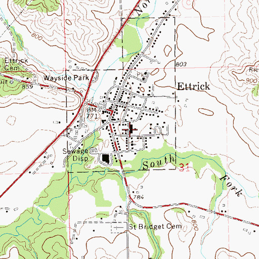 Topographic Map of Ettrick Elementary School, WI