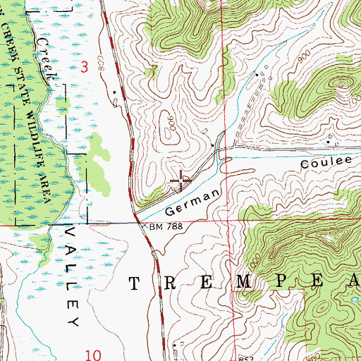 Topographic Map of German Goulee School (historical), WI