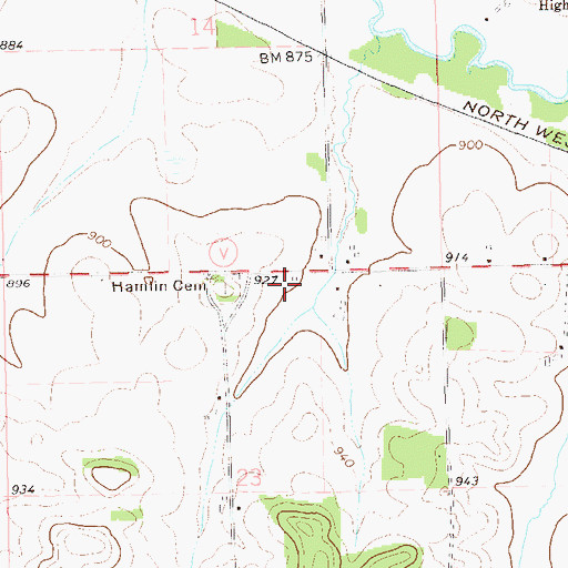 Topographic Map of Hamlin School (historical), WI
