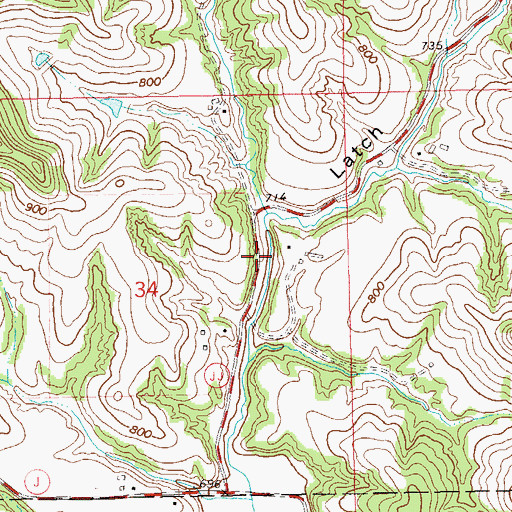 Topographic Map of Latch Valley School (historical), WI