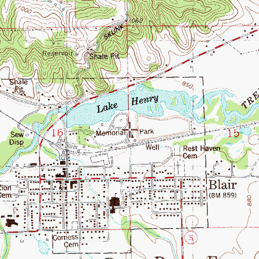 Topographic Map of Memorial Park, WI