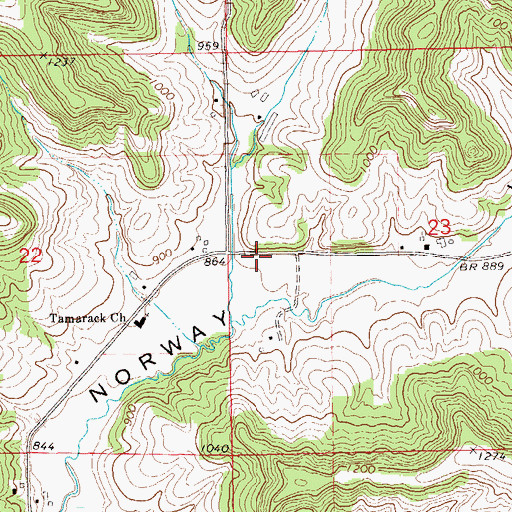 Topographic Map of Norway Valley School (historical), WI