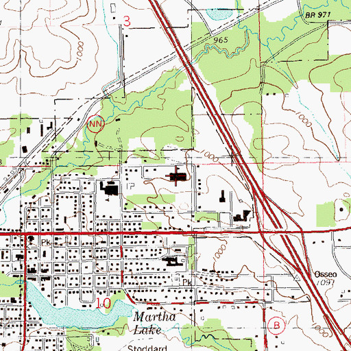 Topographic Map of Osseo Elementary School, WI