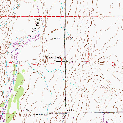Topographic Map of Ebenezer Cemetery, CO