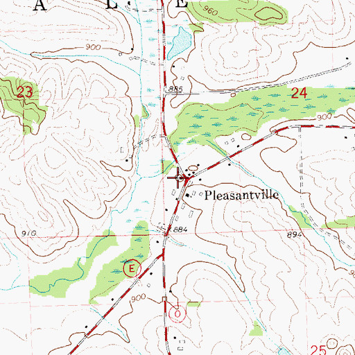 Topographic Map of Pleasantville School (historical), WI