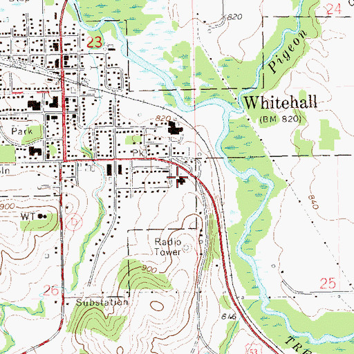 Topographic Map of Saint Johns Catholic Church, WI