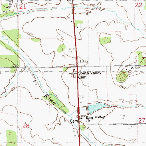 Topographic Map of South Valley Cemetery, WI