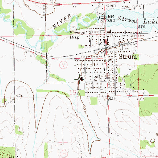 Topographic Map of Strum Elementary School, WI
