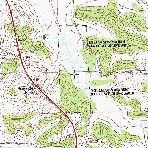 Topographic Map of Tollefson Marsh State Wildlife Area, WI