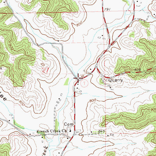 Topographic Map of Wayside School (historical), WI