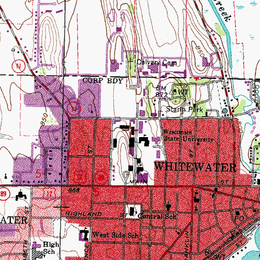 Topographic Map of Baker Hall, WI