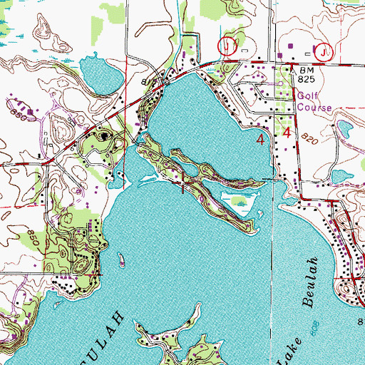 Topographic Map of Beulah Island, WI