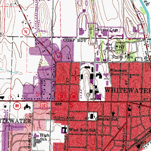 Topographic Map of Carlson Hall, WI