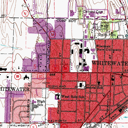 Topographic Map of Center of the Arts, WI