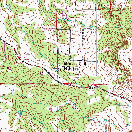 Topographic Map of Monte Vista Estates, CO