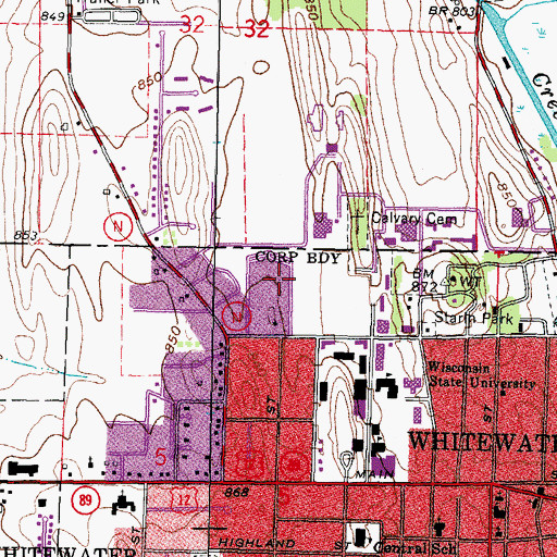 Topographic Map of Clem Hall, WI