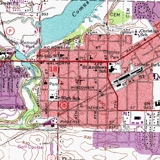 Topographic Map of Community Reformed Church, WI