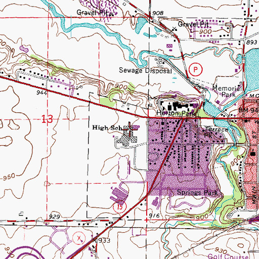 Topographic Map of Delavan - Darien High School, WI