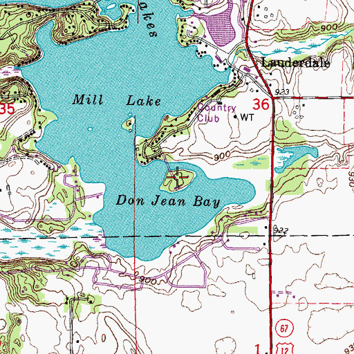 Topographic Map of Dewings Island, WI