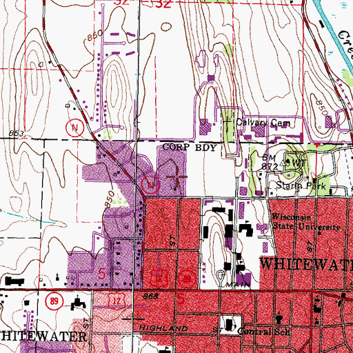 Topographic Map of Drumlin Dining Hall, WI
