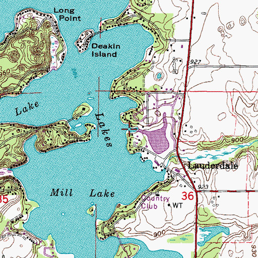 Topographic Map of Dunhams Bay, WI
