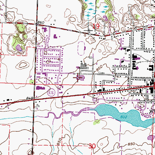 Topographic Map of East Troy Middle School, WI