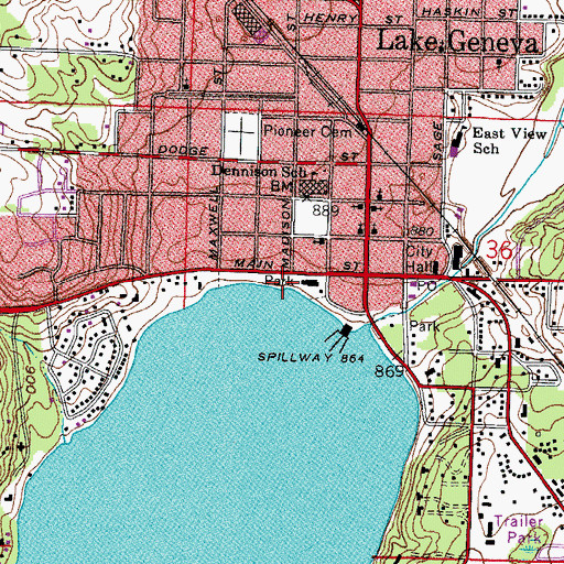 Topographic Map of Elm Park, WI