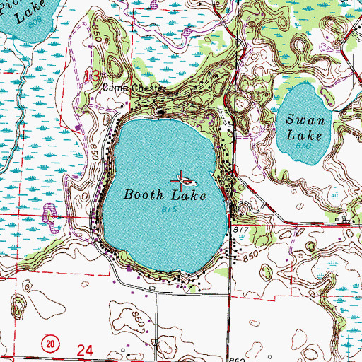 Topographic Map of Fairy Island, WI