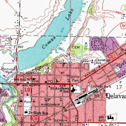 Topographic Map of Faith Baptist Church, WI