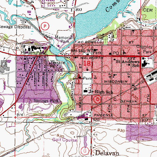 Topographic Map of First Baptist Church, WI