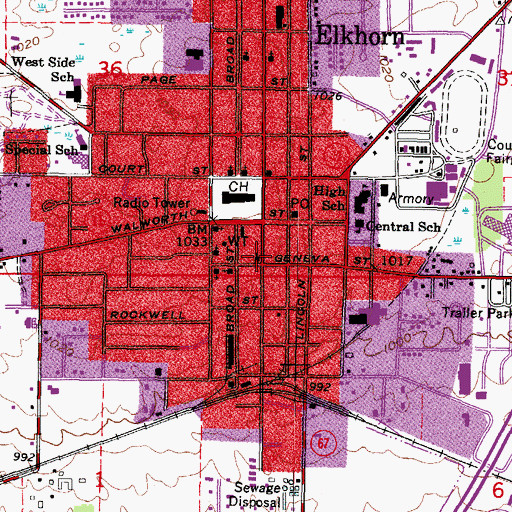 Topographic Map of First Congregational Church, WI
