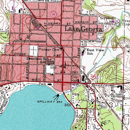 Topographic Map of First Congregational Church, WI