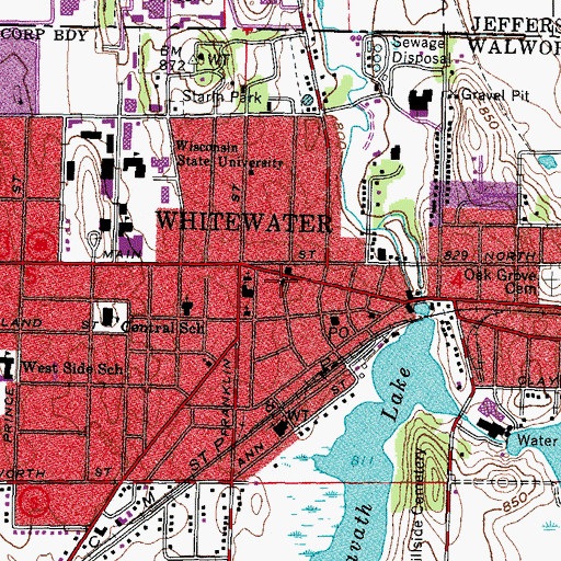 Topographic Map of First English Lutheran Church, WI