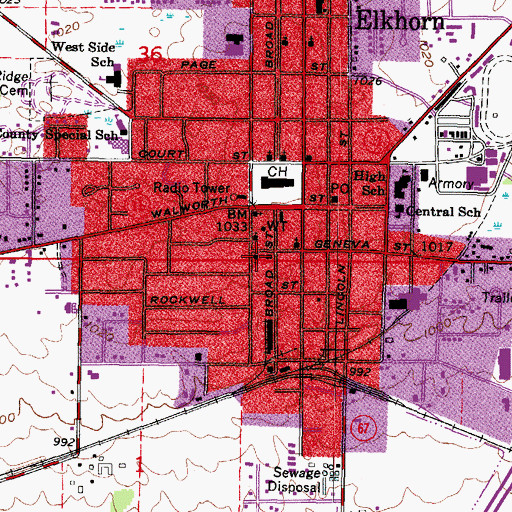 Topographic Map of First Evangelical Lutheran Church, WI