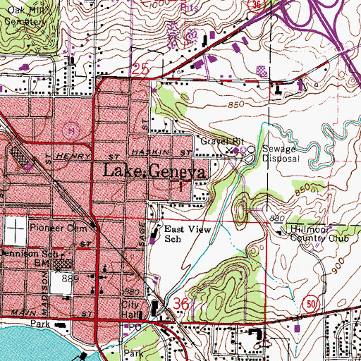 Topographic Map of First Evangelical Lutheran Church, WI