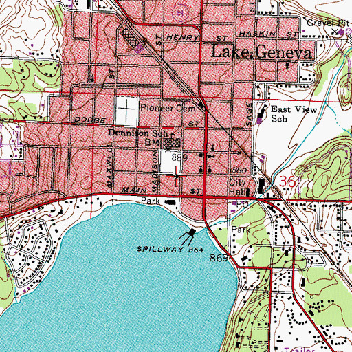 Topographic Map of First Methodist Church, WI