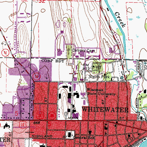 Topographic Map of Goodhue Hall, WI