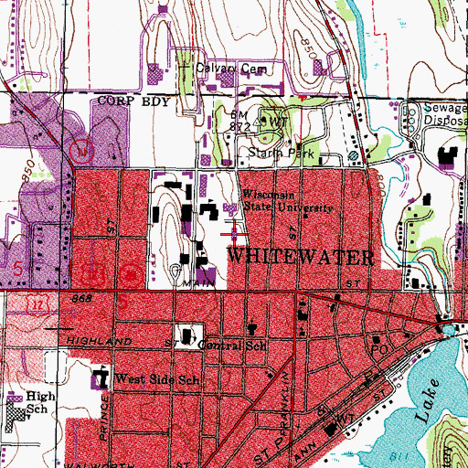Topographic Map of Heide Hall, WI