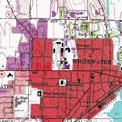 Topographic Map of Hyer Hall, WI