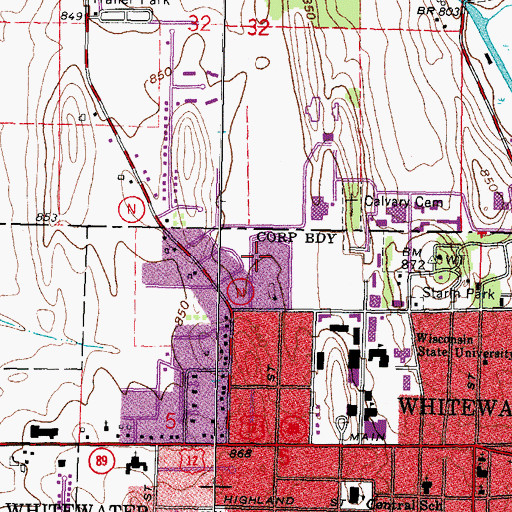 Topographic Map of Lee Hall, WI