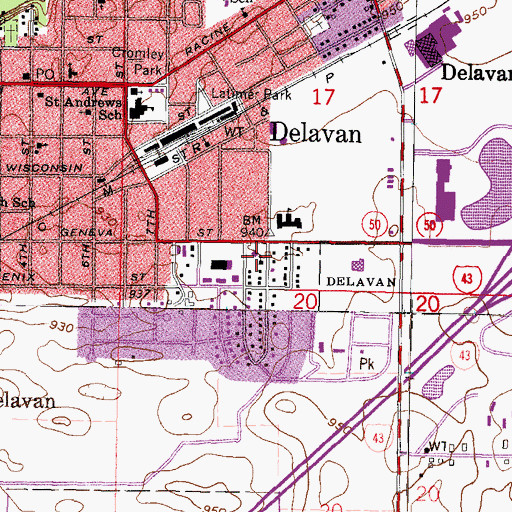 Topographic Map of Luther Memorial Lutheran Church, WI